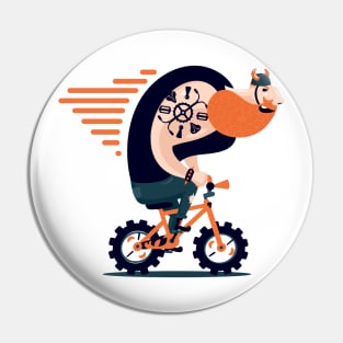 Big biker on a kids bike Pin