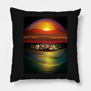 Lake in the Desert at Night Pillow