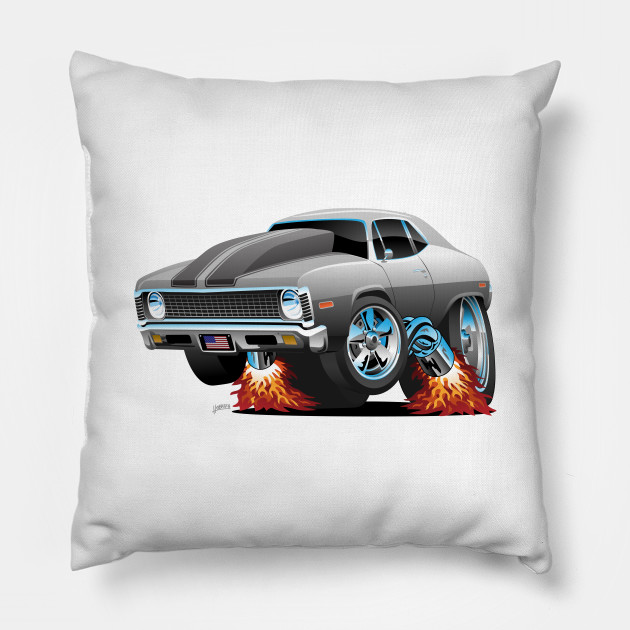 Classic American Muscle Car Hot Rod Cartoon Muscle Car Pillow