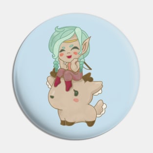 Forest Elf and Deer Familiar Pin