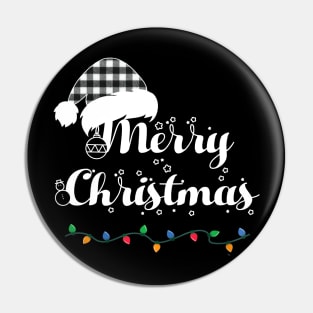 Merry Christmas Lights Santa Hat With White Plaid Xmas Holiday Pin