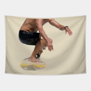 Man surfing on yellow surfboard Tapestry