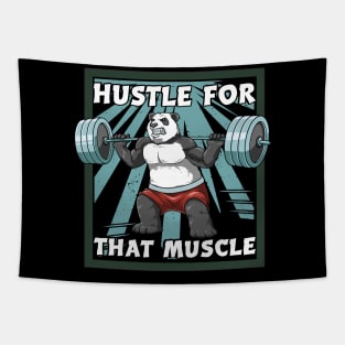 Panda Bodybuilding Hustle For That Muscle Tapestry