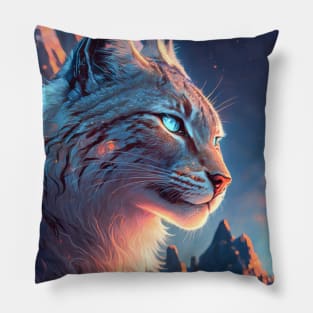 Lynx Animal Portrait Painting Wildlife Outdoors Adventure Pillow