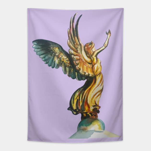 Golden Watercolor Angel Tapestry by Lady Lilac