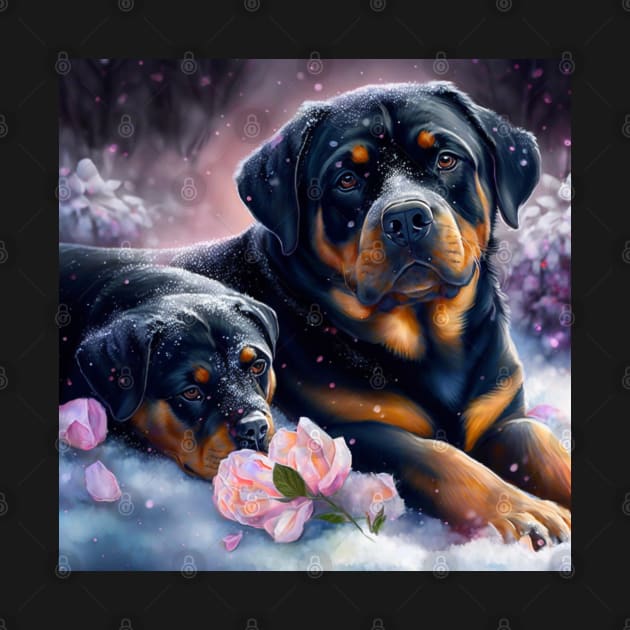 Rottweilers Loves Snow by Enchanted Reverie