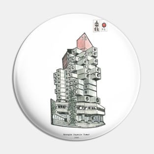 Nagakin Capsule Tower Tokyo Japan Pen and Ink Illustration Pin