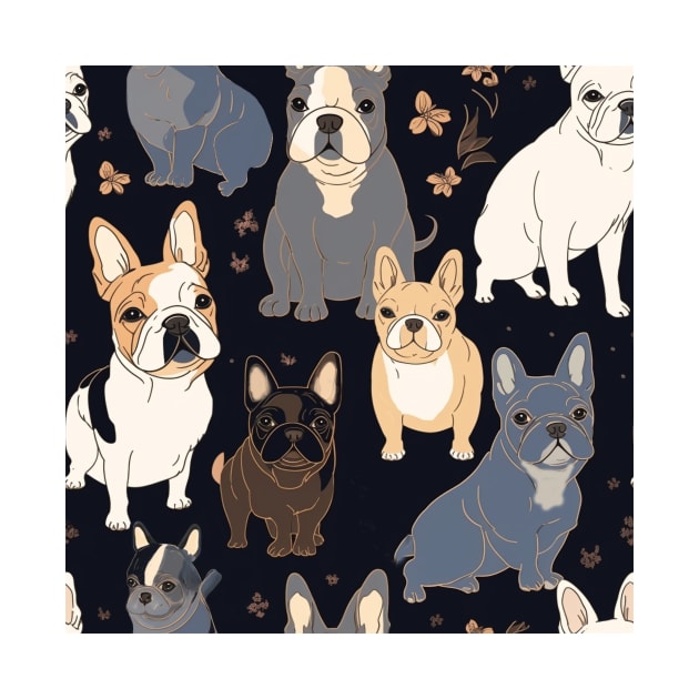 Cute French Bulldogs all over Tote Bag by candiscamera