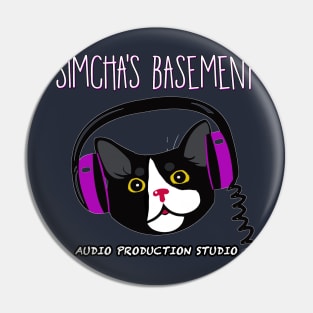 Simcha's Basement - Audio Production Studio (Outlined For Dark Colors) Pin