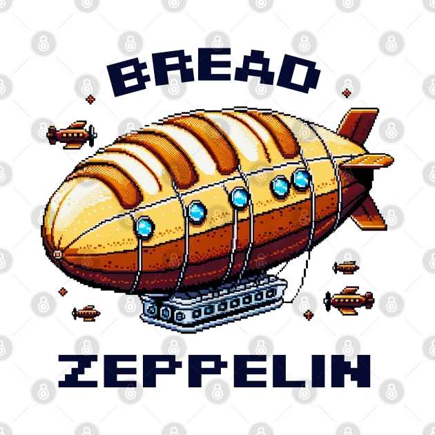 Bread Zeppelin Airship - Retro 8-Bit Pixel Art Design by Pixel Punkster