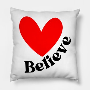 Believe. Believe In Yourself, Have Confidence. Positive Affirmation. Black and Red Pillow