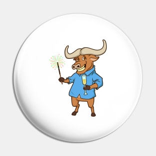 Buffalo with sparkler - Happy New Year Pin