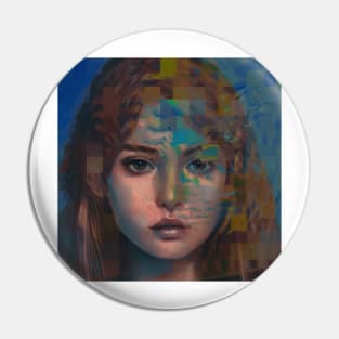 BROTHER WHERE ARE YOU Glitch Art Surrealism Portrait Pin