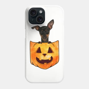 Miniature Pinscher Dog In Pumpkin Pocket Halloween Phone Case