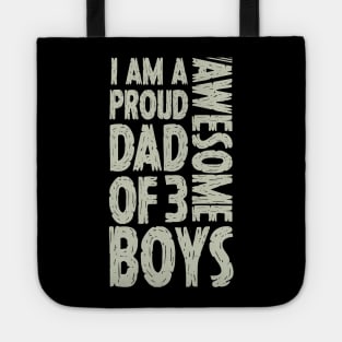 Dad of 3 Boys Funny Dad Gift From Son Present For Fathers Day Tote