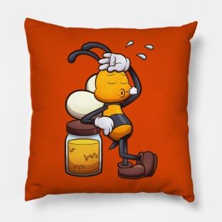 Exhausted Cartoon Bee Pillow