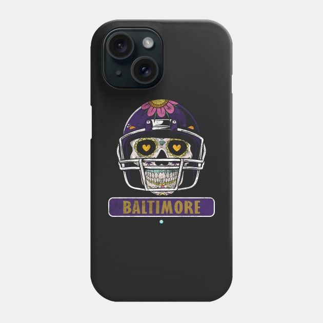 American Football - Baltimore Skull Football Gift Phone Case by woormle