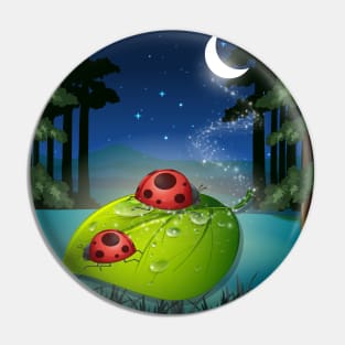 Ladybugs Under The Moon Pin