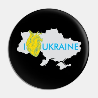 I love Ukraine, an anatomical heart in the colors of the flag. Pin