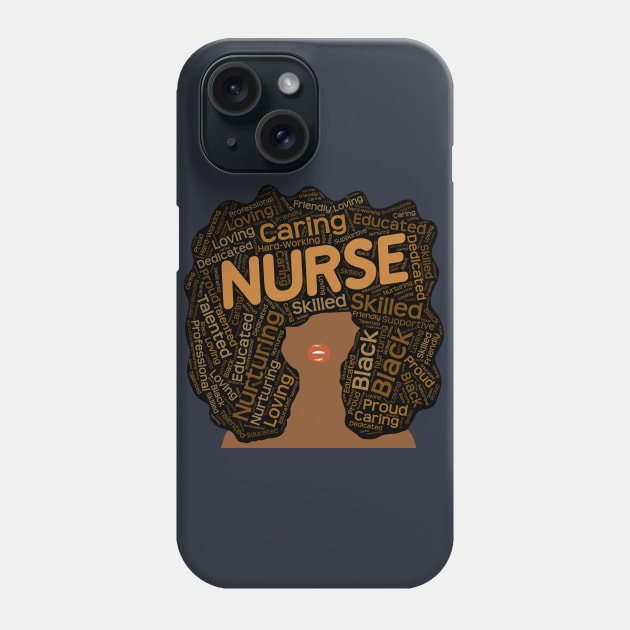 Black Nurse Words in Afro Phone Case by blackartmattersshop