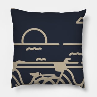 Cycling on the Beach - White line Pillow