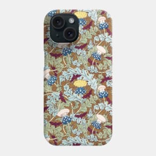 RAVENS,CICADAS,YELLOW WHITE THISTLES WITH GREEN LEAVES Art Nouveau Floral Pattern Phone Case