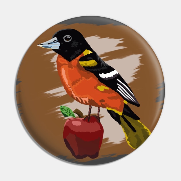 Midwest Oriole over a Earthy Background Pin by BjernRaz