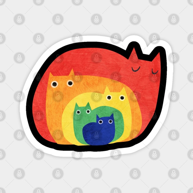 Rainbow cats Magnet by Planet Cat Studio