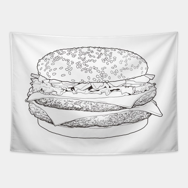 Double Cheese burger Tapestry by redhotpeppers