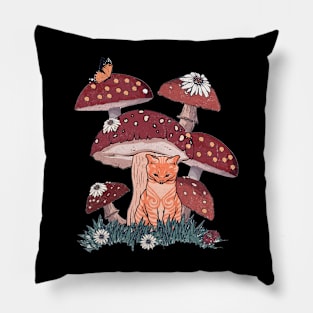 Cat and Mushroom Pillow