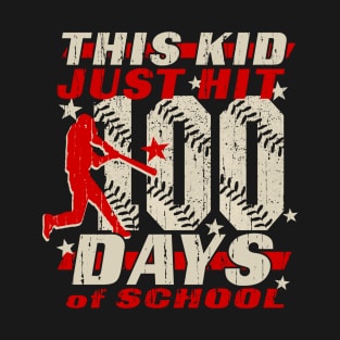 Kid's Baseball 100 Days of School Baseball Player Fan T-Shirt