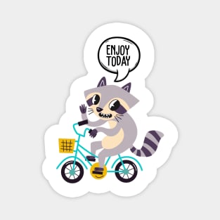 Raccoon Riding a Bicycle Magnet