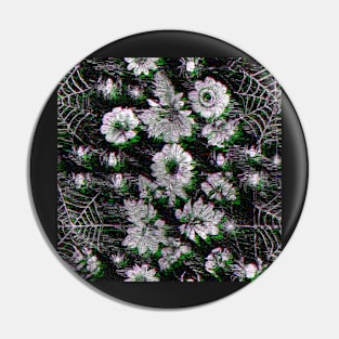 Glitch Spiderwebs Floral Pin