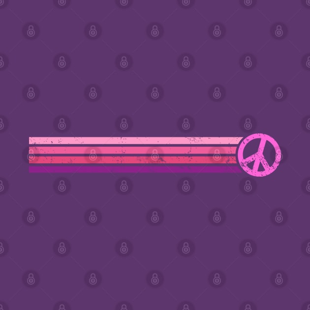 RETRO PEACE STRIPES - Pink & Purple by Jitterfly