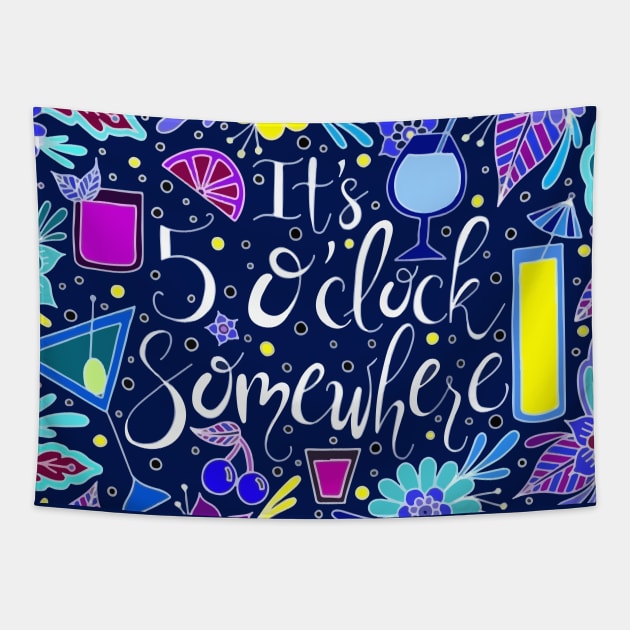 It's 5 O'clock Somewhere Dark Palette Tapestry by HLeslie Design