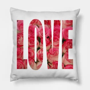 Love Letters in Pink Roses -  Word Art Decoration for Valentine Anniversary Love Celebrations Pillow