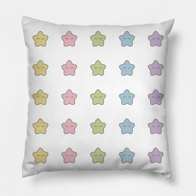 Rainbow colorful Stars with eyelashes Pillow by My Bright Ink