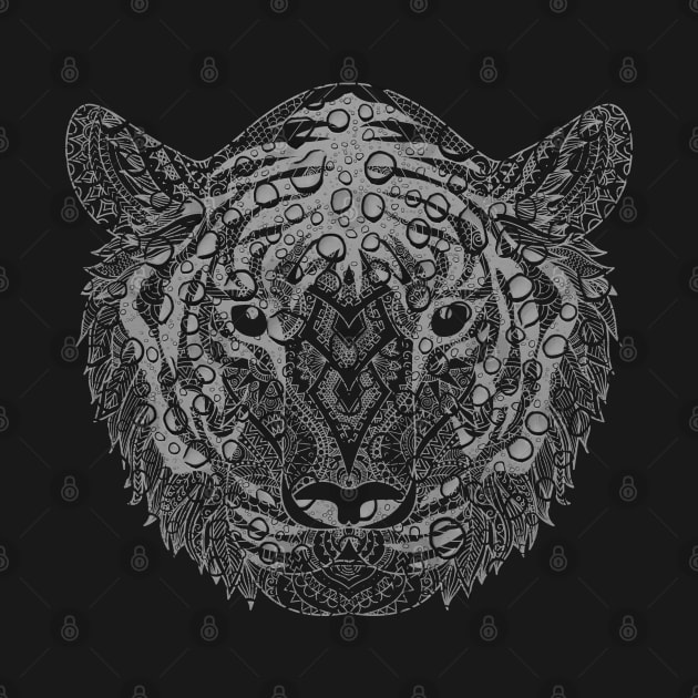 Abstract Grey Water Tiger Head by Kylie Paul