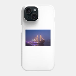 Sailing ship in the fog on the Schlachte, Bremen Phone Case