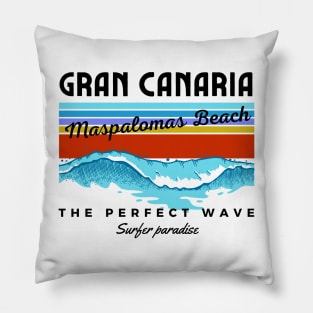 Vintage Maspalomas Beach Gran Canaria Spain Pillow