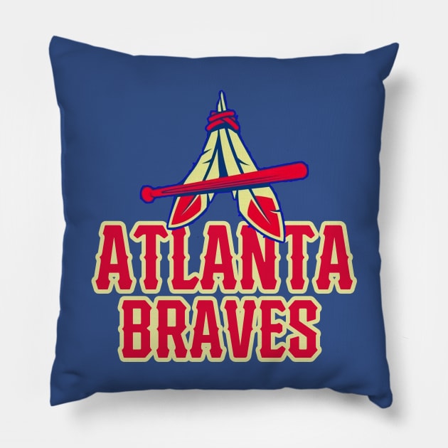 Atlanta Braves Vintage Pillow by HUNTINGisLIFE