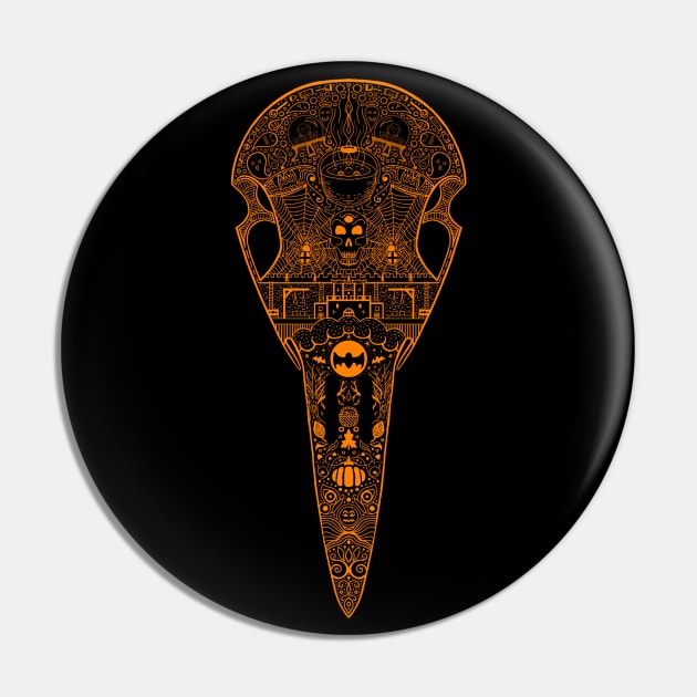 Raven Skull - Happy Halloween Pin by A Rickety Ninja