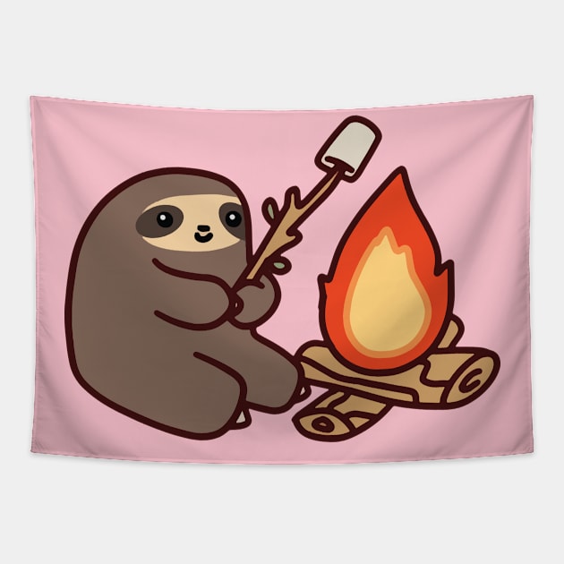 Campfire Sloth Tapestry by restaurantmar