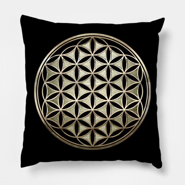 Flower of life metallic embossed Pillow by Nartissima