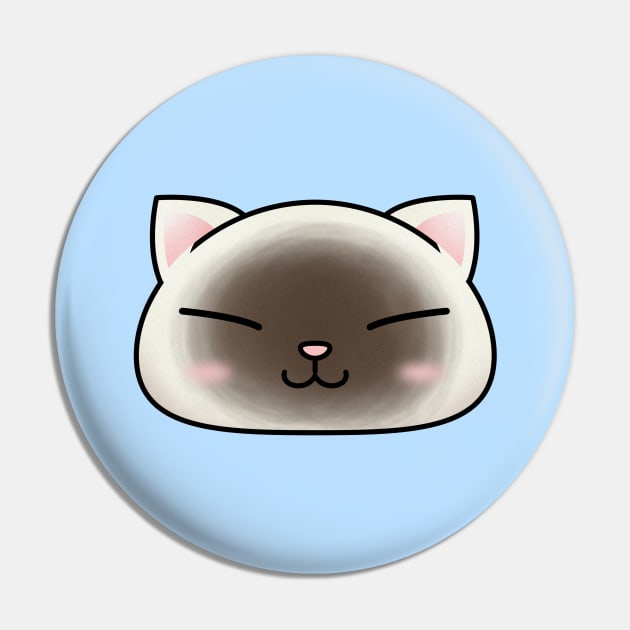 Cute Seal Point Cat Face Pin by Takeda_Art