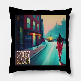 Halloween Spooky Season Crimson Streets Pulp Cover Pillow