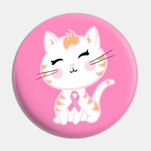 Cute Pink Ribbon Tiger Kitty Pin