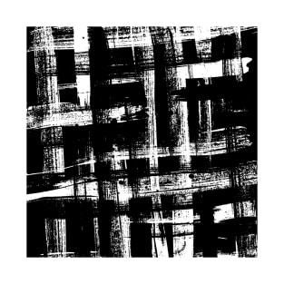 Artist Brush Rough Strokes Weave Pattern Minimal Black and White Art T-Shirt