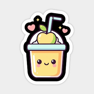 Cute Kawaii Apple Milkshake with Hearts | Kawaii Food Character | Cutesy Kawaii Style Magnet