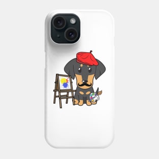 Funny dachshund is a painter Phone Case